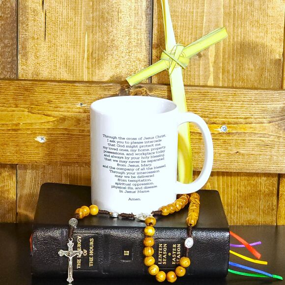CLEARANCE Benedict Catholic Prayer Coffee Mug, Religious Mug for confirmation - Picture 5 of 7